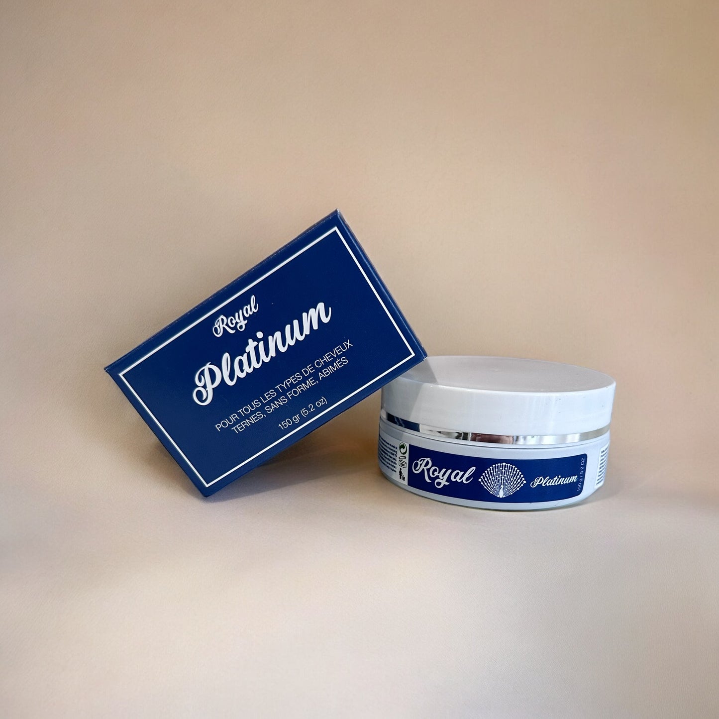 A 150g container of Royal Platinum Hair Botox, formulated to deeply repair, smooth, and nourish hair for a luxurious, silky finish.