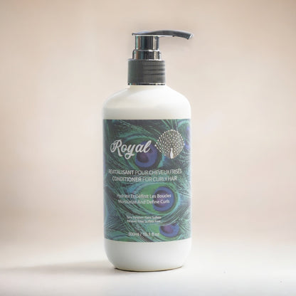 A 300ml bottle of Royal Curly Hair Conditioner, formulated to hydrate, detangle, and define curly hair, leaving curls soft, bouncy, and healthy.
