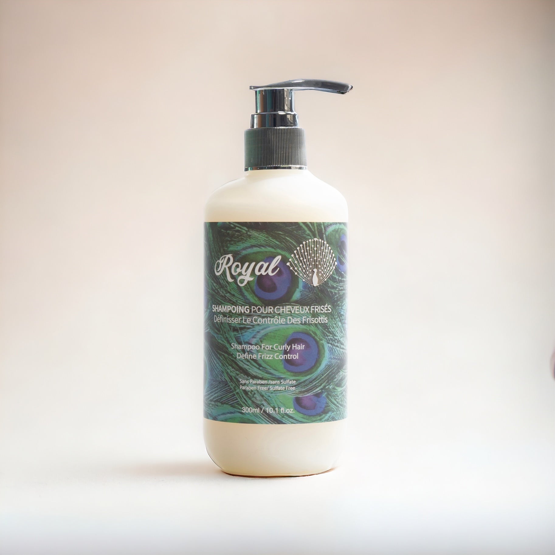 A 300ml bottle of Royal Curly Hair Shampoo, specially formulated to gently cleanse, define, and nourish curly hair, leaving curls soft, bouncy, and healthy.