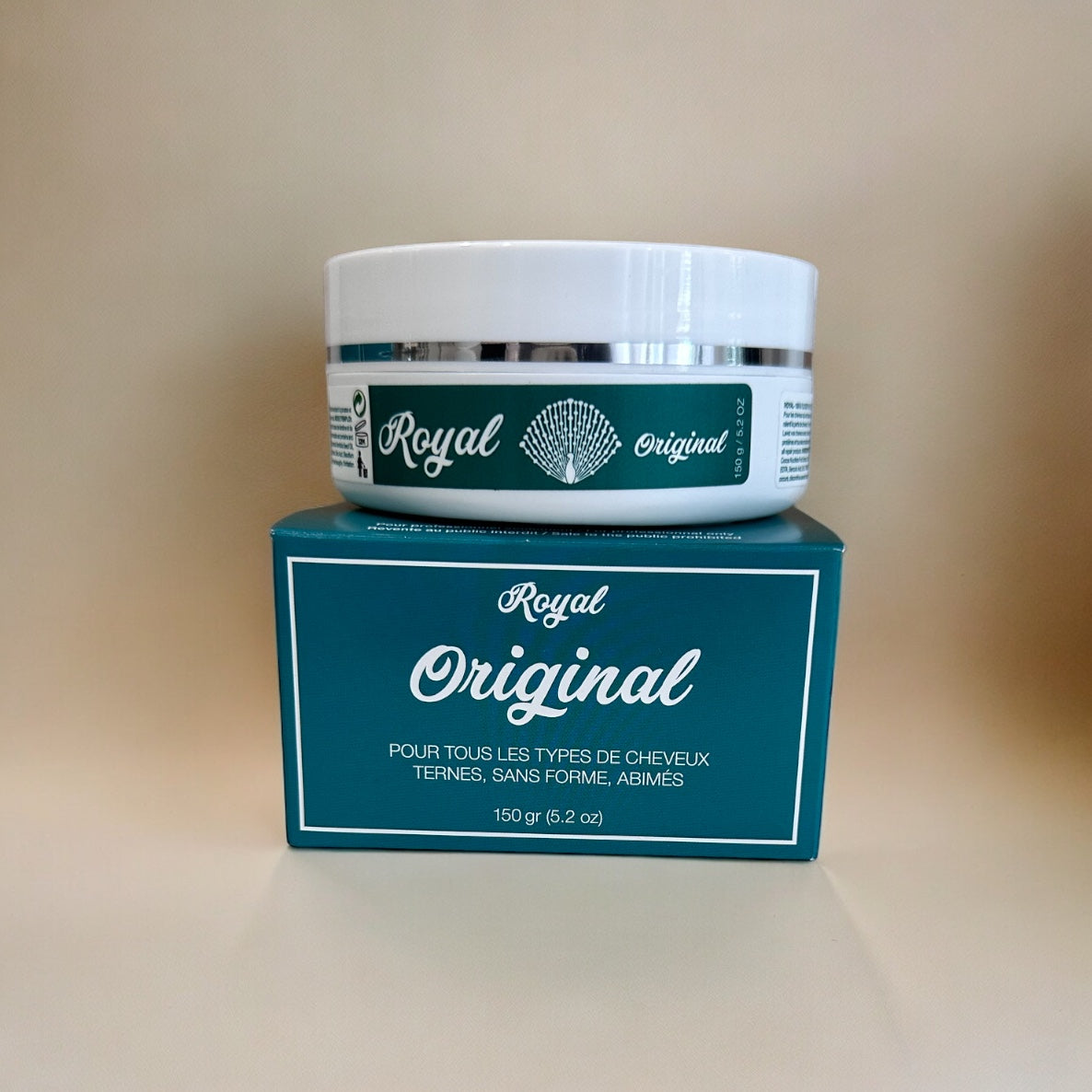 A 150g container of Royal Original Hair Botox treatment, designed to deeply nourish, repair, and smooth hair for a silky finish