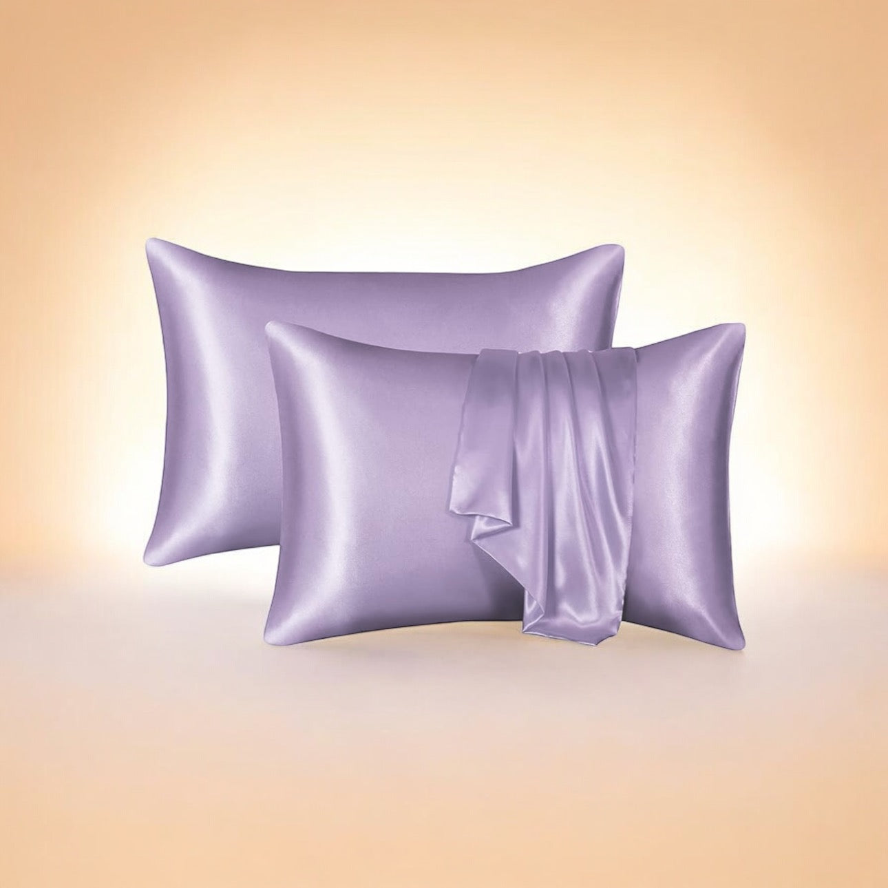 Royal satin pillowcase in lilac, designed to reduce friction on hair and skin, promoting smooth, healthy hair and a comfortable sleep.